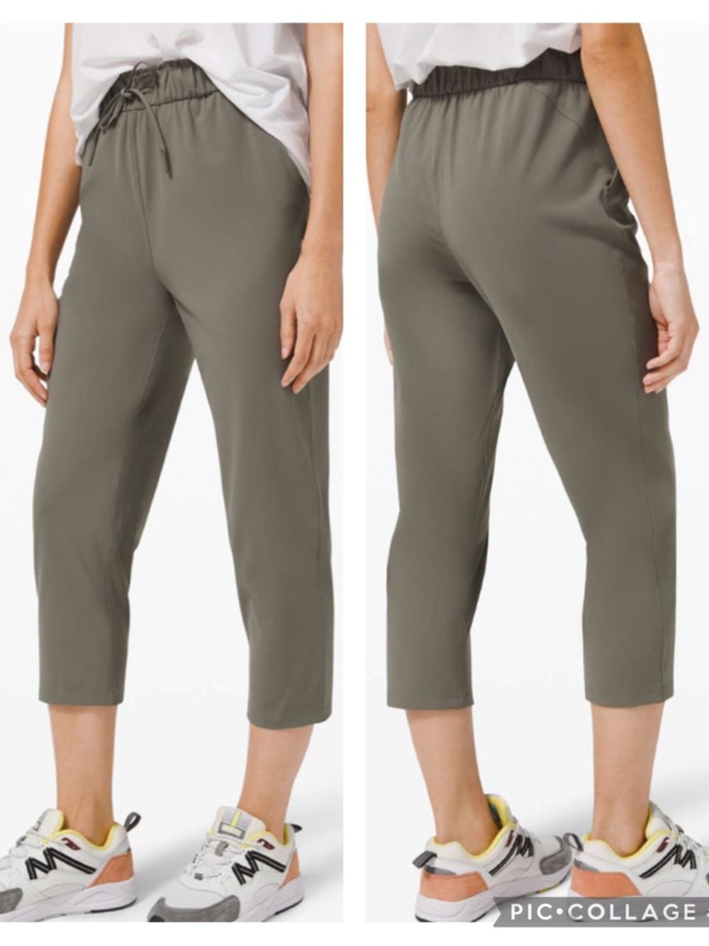 EUC Women’s Lululemon High Rise Keep Moving Crop 23" Pants in Grey Sage